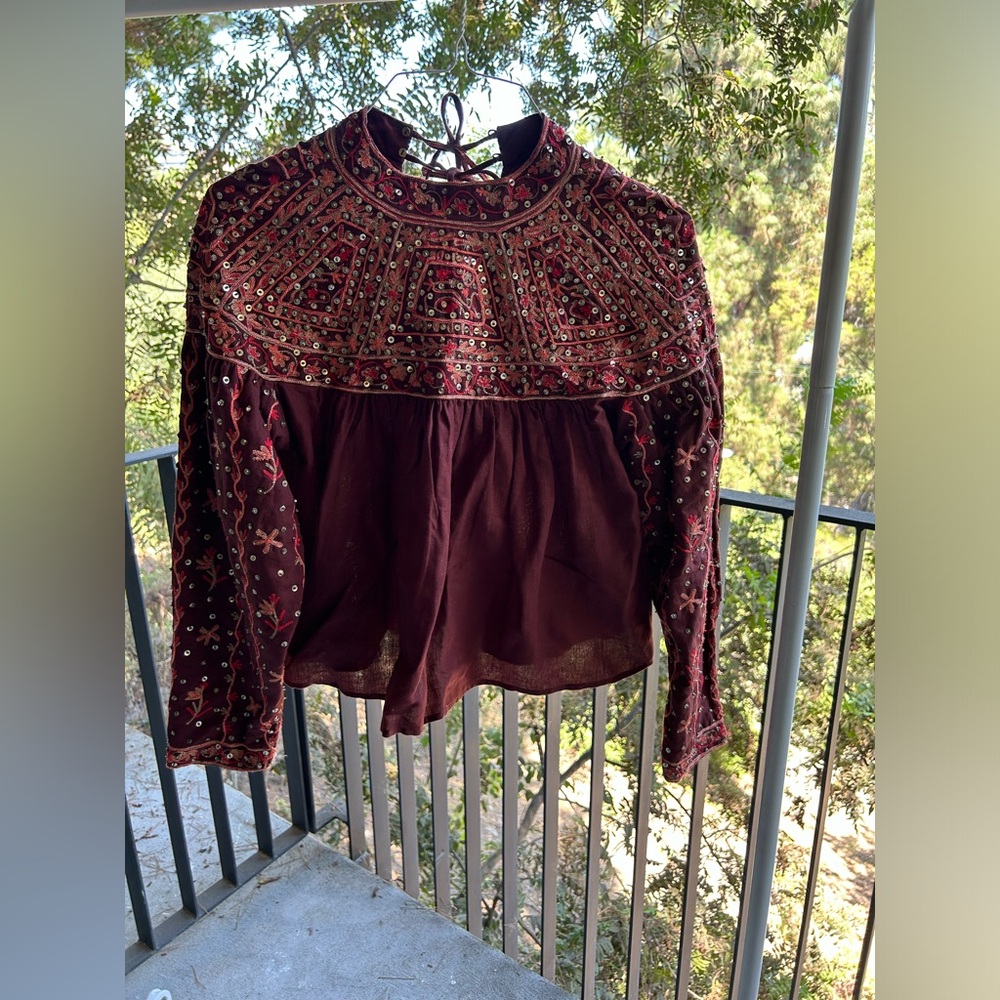 Ulla Johnson Embroidered and Sequined Blouse